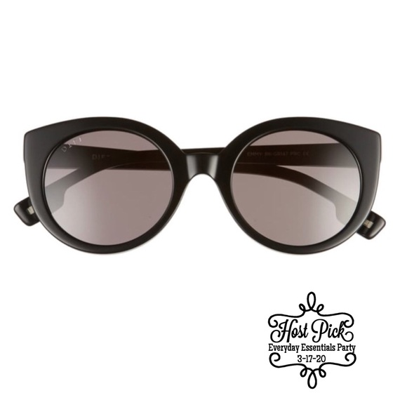Diff Eyewear Accessories - DIFF Eyewear Emmy Black Round Cat Eye Sunglasses